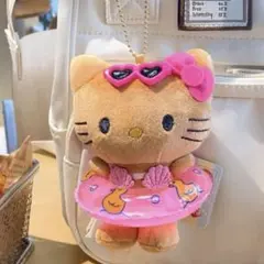 ハローキティ 日焼け キーホルダー マスコット 浮き輪付き