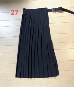 27 お値下げ ブラック プリーツロング丈 バックルベルト付きのサムネイル