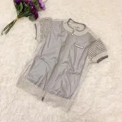 Heal Creek 半袖ブルゾン ニット切替 異素材 スポーティ キレイめ