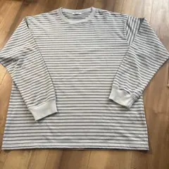 BAYFLOW グレー ストライプ 長袖カットソー