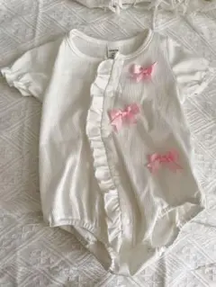 SHEIN ロンパース 白 無地 リボン 6-9month 70サイズ 女の子