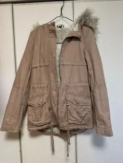 ファー付きベージュモッズコート