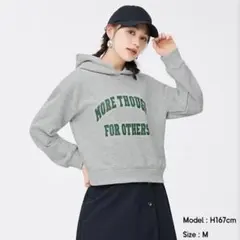 【匿名配送】GU ジーユー グラフィックスウェットパーカ(長袖)(ロゴ) グレー