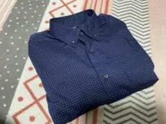 UNIQLO ユニクロ　ボタンダウン　シャツ　ネイビー　ドット メンズM