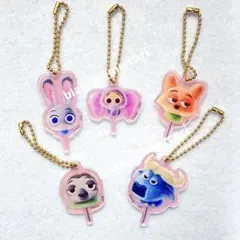 オーマイカフェ ズートピア キーチェーン 5点セット ジュディ ニック