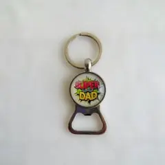 アメカジ ボトルオープナー付き　キーリング SUPER DAD
