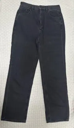 GU ハイウエストストレートジーンズ ダークグレー M