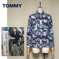 【美品/希少!】TOMMY トミー 総柄 ボタンダウンシャツ Sサイズ
