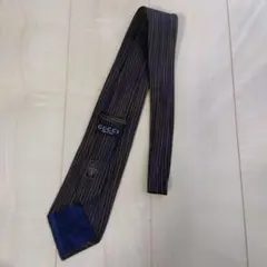 年末セール GUCCI ストライプ シルクネクタイ ネイビー/ブラウン