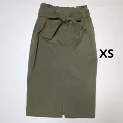 ピンキー&ダイアン リボン付きタイトスカート カーキ XS 裏地付き