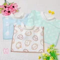 H【首元しっかりガード！】リブ襟付き おりこうエプロン 3枚セット