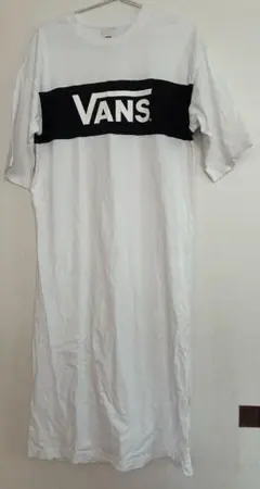 【美品】VANS バンズ Tシャツワンピース ロング 半袖 白 M