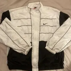 【希少】Nike ナイロンジャケット ホワイト/ブラック ビッグシルエット
