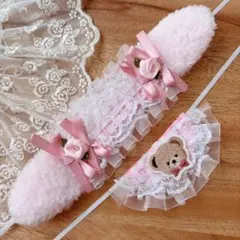 【014】 ハンドメイド ヘッドドレス スタイ ちびぐるみ ピンク うさぎ