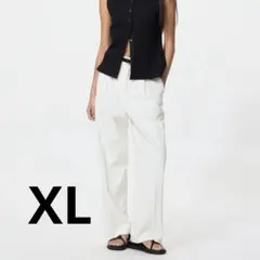 UNIQLO タックワイドパンツ XL 00WHITE タグなし新品