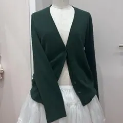 GU ダークグリーン Vネックカーディガン L