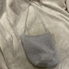シルバー 編みショルダーバッグ