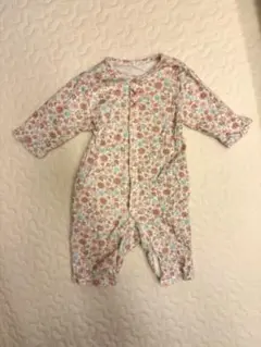 花柄ロンパース ピンク系 60-70