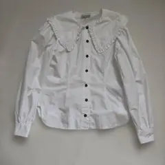 GANNI フリル襟ホワイトシャツ