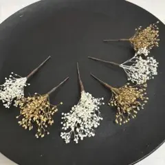 ドライフラワー結婚式成人式お祭り前撮り七五三髪飾りかすみ草ホワイトゴールド056