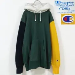 XL　チャンピオン　復刻　クレイジーパターン　リバースウィーブ　目なし　パーカー