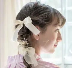 キャサリンコテージ　髪飾り　ホワイト　リボン　Uピン　袴　ドレス　発表会　結婚式