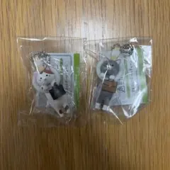 新品 通勤ネコ マスコットボールチェーン 2点 みけ さばとら