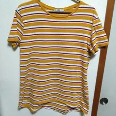 ZARA マスタード ストライプ 半袖Tシャツ M