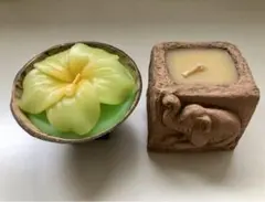 タイ　キャンドル2個セット(プルメリア&ゾウ)