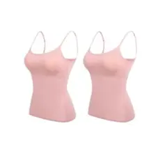 キャミソール ピンク2枚 XXL 2枚セット カップ付きキャミソール ブラトッ