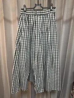美品　GU白黒　ギンガムチェック　ロングスカート