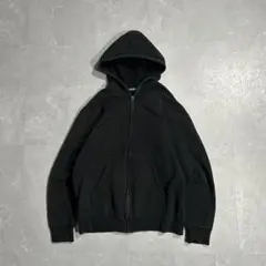 90s OLD UNIQLO ジップパーカー ブラック フェード 古着 短丈 L