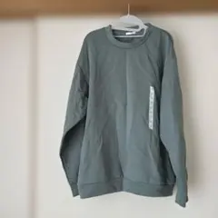 新品未使用品GU緑Mサイズ ダブルフェイスプルオーバー長袖MEN