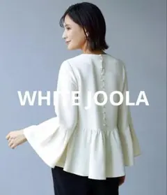 WHITE JOOLAオフホワイト マイクロピケ後ろパールブラウスM 美品のサムネイル