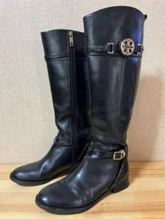 a163/美品★トリーバーチ ロングブーツ ゴールド金具 ベルト24㎝