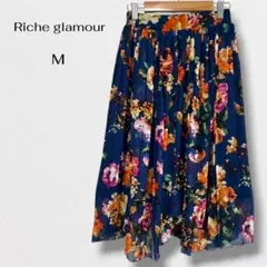 リシェグラマー 花柄ヘムプリーツスカート ロング シフォン フェミニン Mのサムネイル
