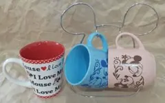 ミッキー・ミニー スタンド付ペアセットマグカップ&ミニーマグカップ1個