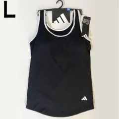 新品 adidas カップ付きタンクトップ レディース L 黒 インナー 下着のサムネイル