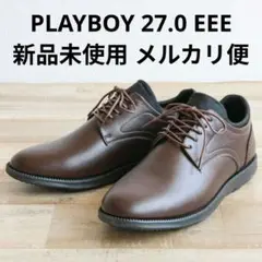 プレイボーイ PLAYBOY ビジネスシューズ ブラウン 茶 3E 幅広 メンズ
