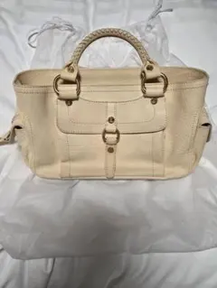 CELINE ブギーバッグハンドバッグ ホワイト レザー - メルカリ