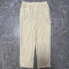 クリーム色 カジュアルパンツ ピンク刺繍 【365】