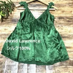【美品/シルク100%】デヴィッドローレンス フリル グリーン キャミソールのサムネイル