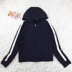 極美品　PRADA ジップパーカー　ラバー　ロゴ　ストレッチ　ネイビー　紺　XS 極美品 PRADA ジップパーカー ラバー ロゴ ストレッチ ネイビー