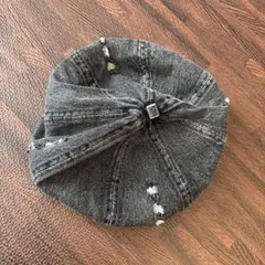 ダメージデニムベレー帽 ダークグレー