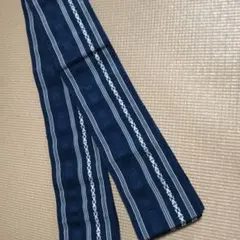 角帯 メンズ 紺色 縞模様 着物 浴衣 帯　正絹