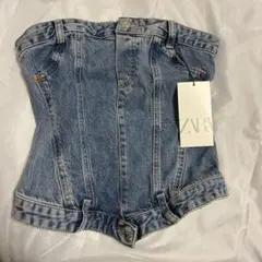 ZARA デニムベアトップ Sサイズ