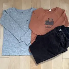 F.OKids他、長袖Tシャツ2枚とコーデュロイパンツのセット