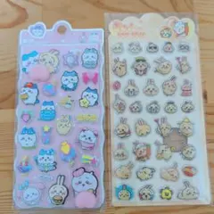 可愛い動物 3Dシール ボンボンドロップシール　ぷにぷに　2セット　うさぎ　ねこ