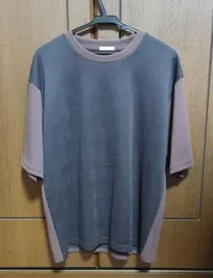 メンズ クルーネック 半袖Tシャツ チェック柄切り替え