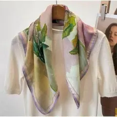 大判スカーフ　ネックスカーフ　バックスカーフ　ヘアアクセサリー　紫.⑦